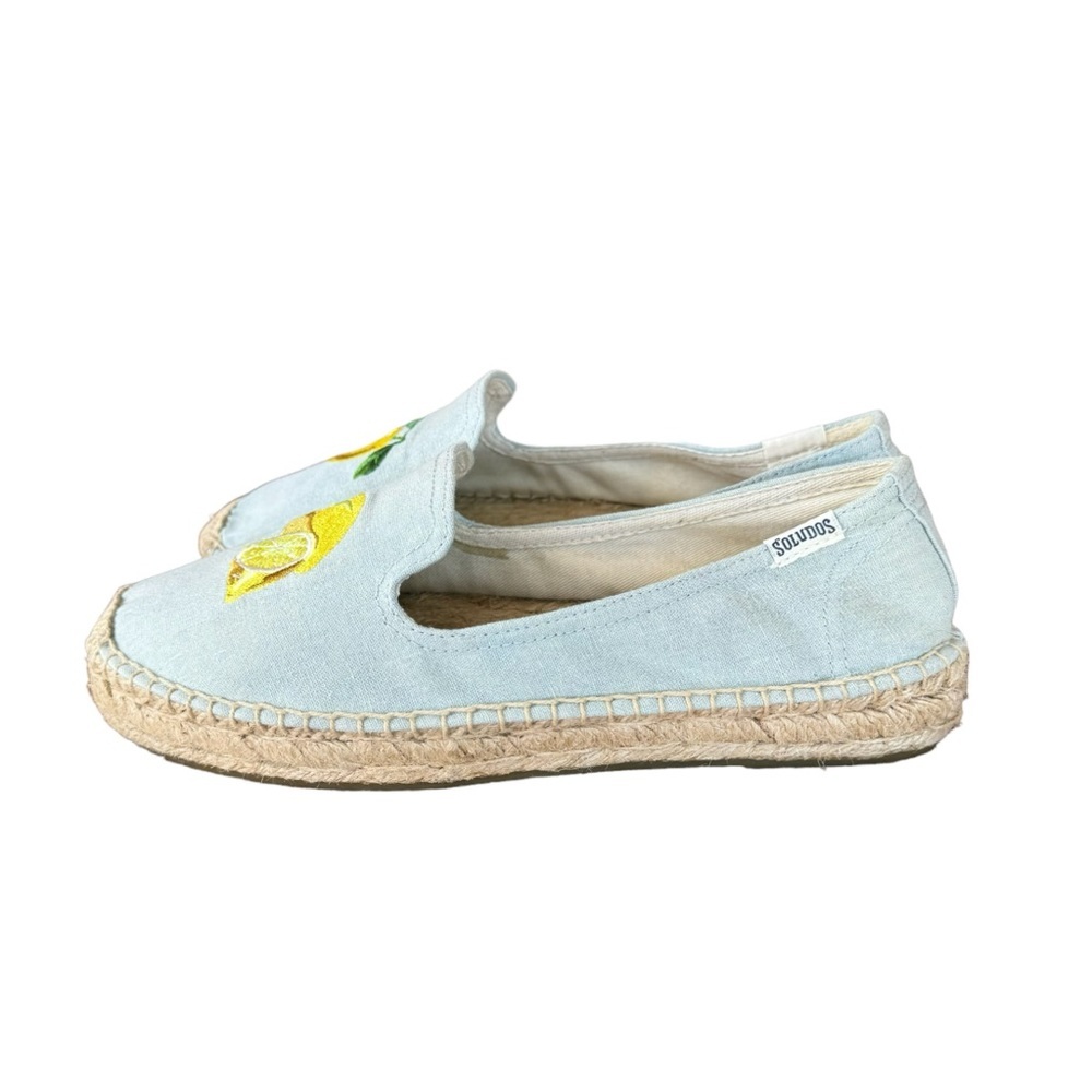 Soludos Light Blue Lemon Embroidered Loafers - Picture 5 of 9